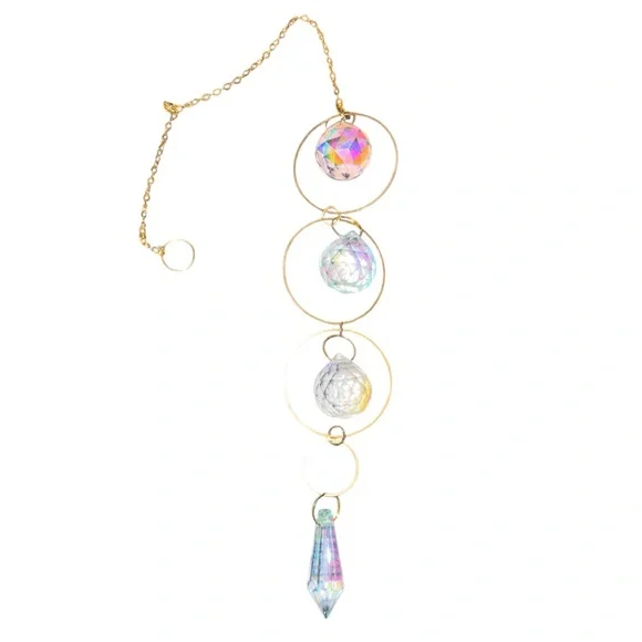 Long Golden Crystal Prism and Charm Suncatchers - Picture 11 of 11